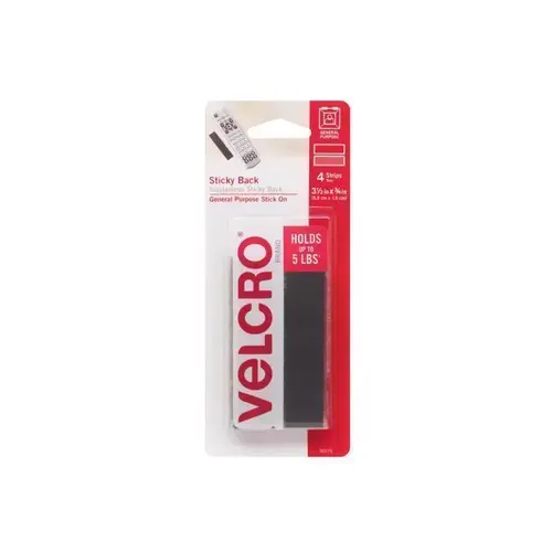 Fastener, 3/4 in W, 3-1/2 in L, Nylon, Black, Rubber Adhesive - pack of 24 Fastener, 3/4 in W, 3-1/2 in L, Nylon, Black, Rubber Adhesive - pack of 24