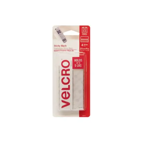 Fastener, 3/4 in W, 3-1/2 in L, Nylon, White, Rubber Adhesive - pack of 24 Fastener, 3/4 in W, 3-1/2 in L, Nylon, White, Rubber Adhesive - pack of 24