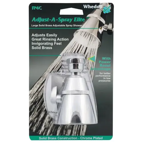 Elite Series Shower Head, 2.5 gpm, 1/2 in Connection, Female, Brass, Chrome, 3 in Dia