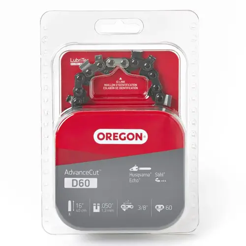 Chainsaw Chain, 16 in L Bar, 0.05 Gauge, 3/8 in TPI/Pitch, 60-Link