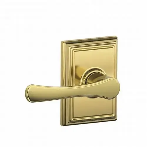Avila Lever with Addison Rose Passage Lock with 16080 Latch and 10027 Strike Bright Brass Finish