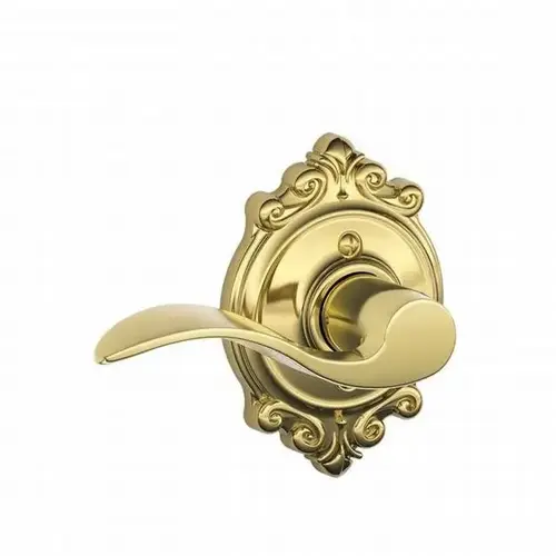 Left Hand Accent Lever with Brookshire Rose Half Dummy Bright Brass Finish Left Hand Accent Lever with Brookshire Rose Half Dummy Bright Brass Finish