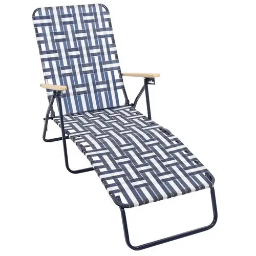 Chaise Lounge Silver Steel Frame Foldable Blue Chaise Lounge Silver Steel Frame Foldable Blue