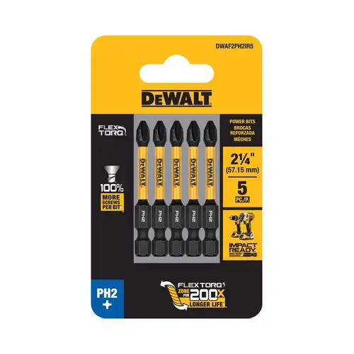 Insert Bit, #2 Drive, Phillips Drive, 1/4 in Shank, Hex Shank, 2 in L, S2 Modified Steel Magnesium Phosphate - pack of 5 Insert Bit, #2 Drive, Phillips Drive, 1/4 in Shank, Hex Shank, 2 in L, S2 Modified Steel Magnesium Phosphate - pack of 5