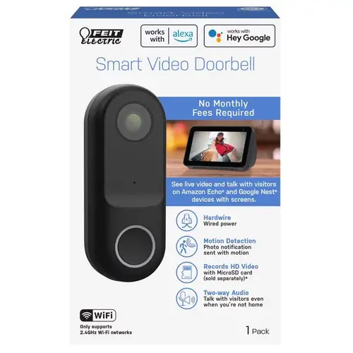 Video Doorbell Smart Home Black Plastic Wired Smart-Enabled Black Video Doorbell Smart Home Black Plastic Wired Smart-Enabled Black