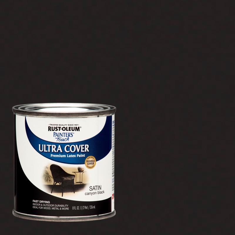 Rust-Oleum 267249 PAINTER'S Touch Multi-Purpose Latex Enamel, Satin, Canyon Black, 0.5 pt