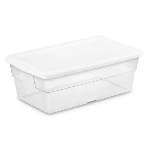 Storage Box, Plastic, Clear/White, 13-5/8 in L, 8-1/4 in W, 4-7/8 in H Storage Box, Plastic, Clear/White, 13-5/8 in L, 8-1/4 in W, 4-7/8 in H