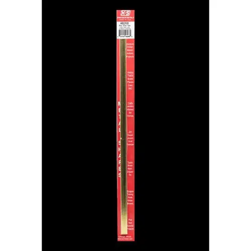 Decorative Metal Tube, Rectangular, 12 in L, 3/8 in W, 0.014 in Wall, Brass Mill