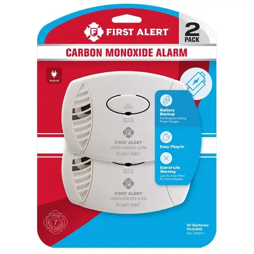 Carbon Monoxide Detector Plug-In w/Battery Back-up Electrochemical Pair White Carbon Monoxide Detector Plug-In w/Battery Back-up Electrochemical Pair White