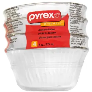 Pyrex 6001142 Prepware 6 Oz. Custard Cups, (4-Pack) Clear