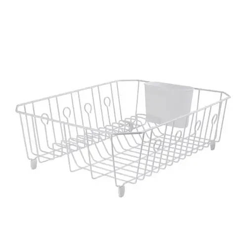 Dish Drainer 17.6" L X 13.8" W X 5.9" H White Steel White Dish Drainer 17.6" L X 13.8" W X 5.9" H White Steel White