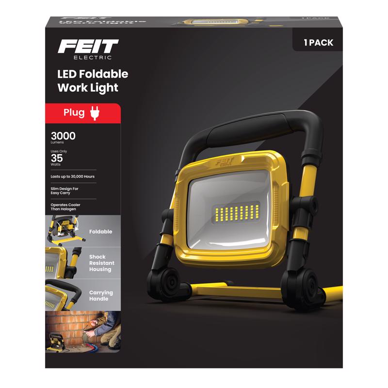 Feit Electric WORK3000XLPLUGF Work Light Pro Series 3000 lm LED Corded Stand (H or Scissor) Black/Yellow