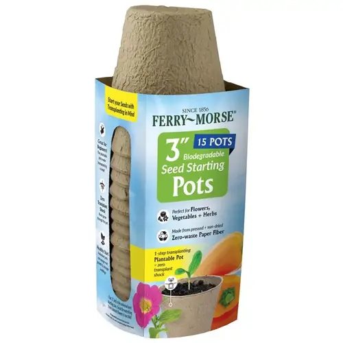 Seed Starting Peat Pot 15 Cells 3" H X 3" W X 3" L Brown