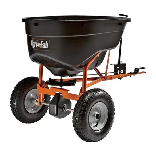 Broadcast Spreader, 25,000 sq-ft Coverage Area, 12 ft W Spread, 130 lb Hopper, Poly Hopper