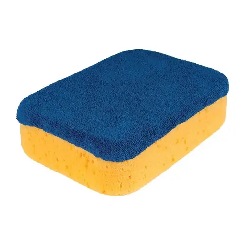 Polishing Sponge, 7-1/2 in L, 5-1/2 in W, 2 in Thick, Microfiber, Blue/Yellow Polishing Sponge, 7-1/2 in L, 5-1/2 in W, 2 in Thick, Microfiber, Blue/Yellow