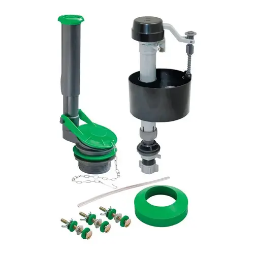 Toilet Tank Repair Kit, Plastic, Gray/Green Toilet Tank Repair Kit, Plastic, Gray/Green
