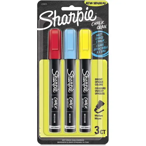 Sharpie Chalk Marker, Bullet Lead/Tip, Medium Lead/Tip, Blue/Red/Yellow Lead/Tip Sharpie Chalk Marker, Bullet Lead/Tip, Medium Lead/Tip, Blue/Red/Yellow Lead/Tip