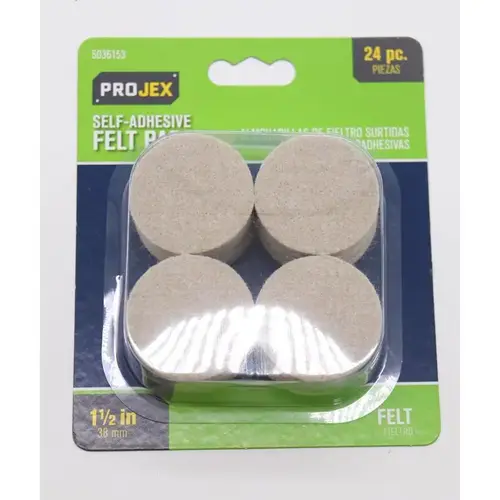 Protective Pad Felt Self Adhesive White Round 1-1/2" W White Protective Pad Felt Self Adhesive White Round 1-1/2" W White