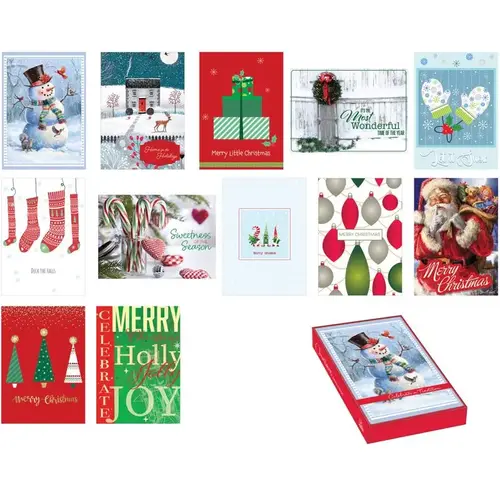 Boxed Cards Christmas Multicolored - pack of 34