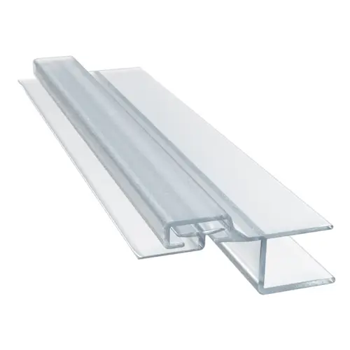 Polycarbonate Strike and Door H-Jamb with Vinyl Insert 180 Degree for 3/8" Glass - 95" Stock Length Clear Polycarbonate Strike and Door H-Jamb with Vinyl Insert 180 Degree for 3/8" Glass - 95" Stock Length Clear