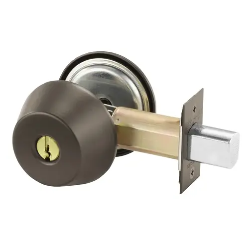 Single Cylinder Bored Deadbolt with 2-3/4" Backset and 404 Strike Dark Bronze Finish