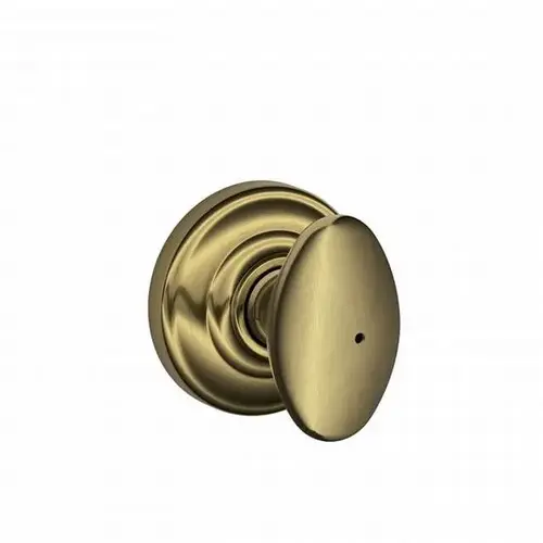 Siena Knob with Andover Rose Privacy Lock with 16080 Latch and 10027 Strike Antique Brass Finish Siena Knob with Andover Rose Privacy Lock with 16080 Latch and 10027 Strike Antique Brass Finish