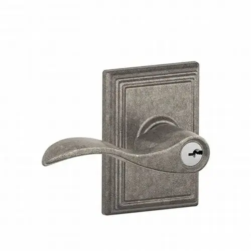 Accent Lever with Addison Rose Keyed Entry Lock C Keyway with 16211 Latch and 10063 Strike Distressed Nickel Finish Accent Lever with Addison Rose Keyed Entry Lock C Keyway with 16211 Latch and 10063 Strike Distressed Nickel Finish