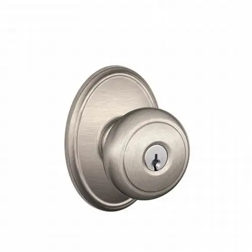 Andover Knob with Wakefield Rose Keyed Entry Lock C Keyway with 16211 Latch and 10063 Strike Satin Nickel Finish Andover Knob with Wakefield Rose Keyed Entry Lock C Keyway with 16211 Latch and 10063 Strike Satin Nickel Finish