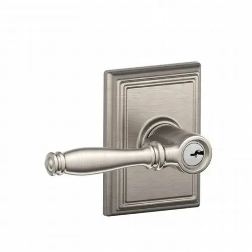 Birmingham Lever with Addison Rose Keyed Entry Lock C Keyway with 16211 Latch and 10063 Strike Satin Nickel Finish Birmingham Lever with Addison Rose Keyed Entry Lock C Keyway with 16211 Latch and 10063 Strike Satin Nickel Finish
