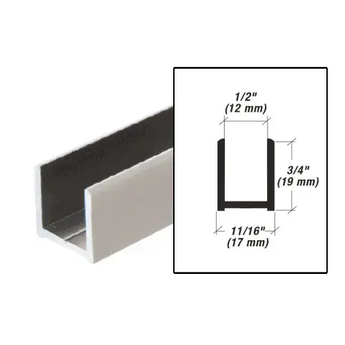 144 Inches Stock Length High Profile Glazing Channel Fits 1/2 Inch Glass Bright Anodized