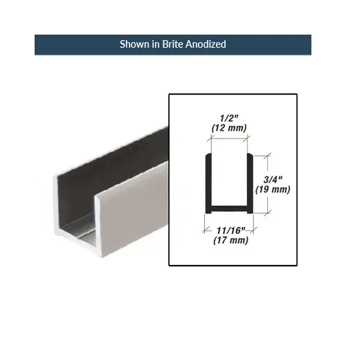 144 Inches Stock Length High Profile Glazing Channel Fits 1/2 Inch Glass Brushed Nickel 144 Inches Stock Length High Profile Glazing Channel Fits 1/2 Inch Glass Brushed Nickel