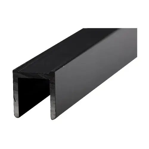 95 Inches Stock Length High Profile Glazing Channel Fits 1/2 Inch Glass Matte Black
