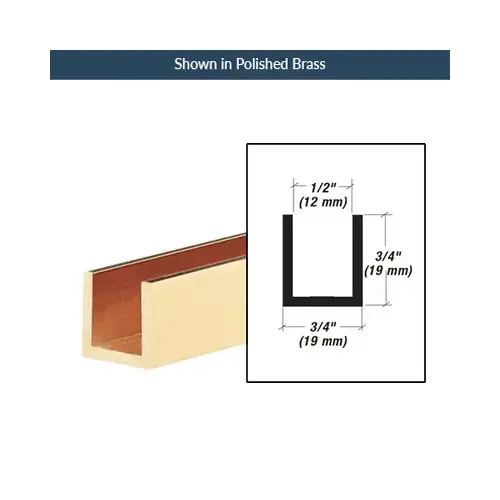95 Inches Stock Length High Profile Deep U-Channel Fits 1/2 Inch Glass Matte Finish