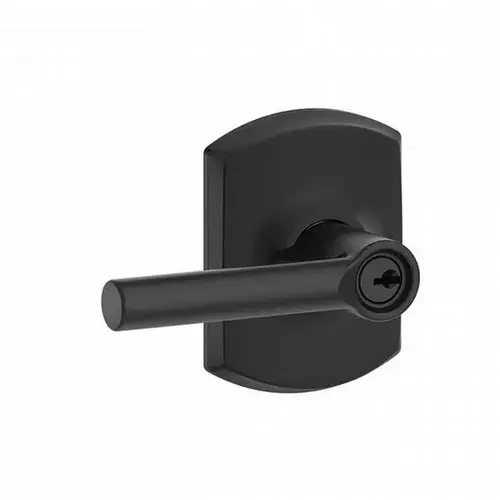 Broadway Lever with Greenwich Rose Keyed Entry Lock C Keyway with 16211 Latch and 10063 Strike Matte Black Finish