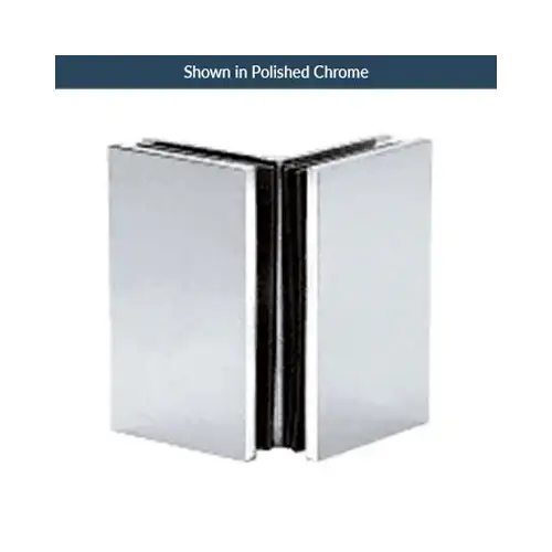 Designer Square Cornered Glass-to-Glass Clamp 90 Degree Satin-Chrome