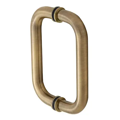 6 Inches Center To Center Standard Tubular Shower Door Handle Back To Back Mount W/Washers Antique Brass