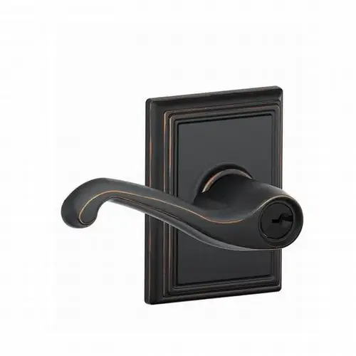 Flair Lever with Addison Rose Keyed Entry Lock C Keyway with 16211 Latch and 10063 Strike Aged Bronze Finish Flair Lever with Addison Rose Keyed Entry Lock C Keyway with 16211 Latch and 10063 Strike Aged Bronze Finish
