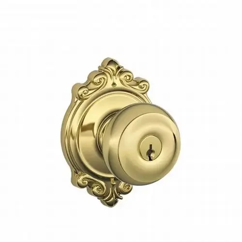 Georgian Knob with Brookshire Rose Keyed Entry Lock C Keyway with 16211 Latch and 10063 Strike Bright Brass Finish Georgian Knob with Brookshire Rose Keyed Entry Lock C Keyway with 16211 Latch and 10063 Strike Bright Brass Finish