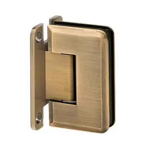 US Horizon H-PGTW-FP-AB Premier Series Glass To Wall Mount Shower Door Hinge With "H" Back Plate Antique Brass