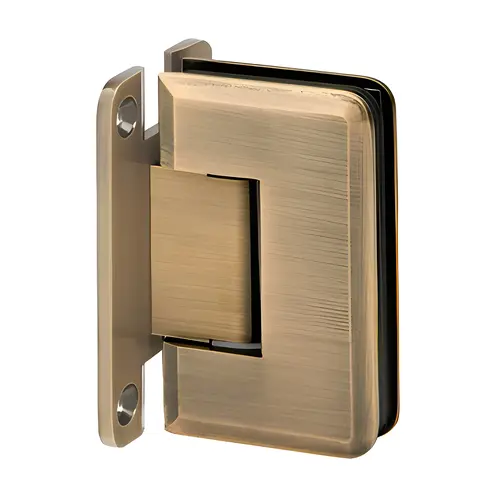 Premier Series Glass To Wall Mount Shower Door Hinge With "H" Back Plate Antique Brass