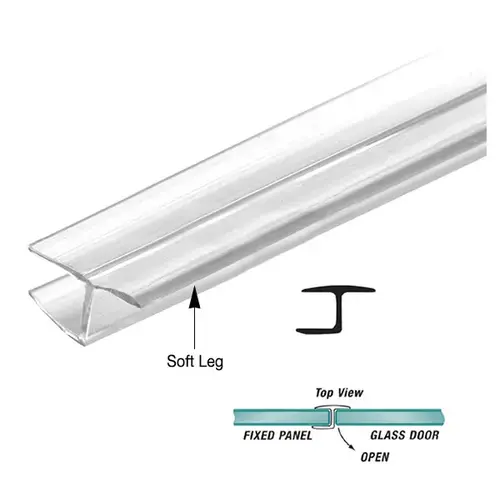 180 Degree "H" Strike Jamb Fits 3/8 Inch Glass & W/Soft Leg - 95" Stock Length Clear