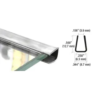 CRL PRT100CH Chrome 1/4" Plastic Reflective Edge Molding - 96" Stock Length