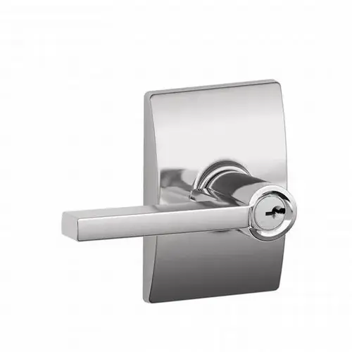 Latitude Lever with Century Rose Keyed Entry Lock C Keyway with 16211 Latch and 10063 Strike Bright Chrome Finish Latitude Lever with Century Rose Keyed Entry Lock C Keyway with 16211 Latch and 10063 Strike Bright Chrome Finish