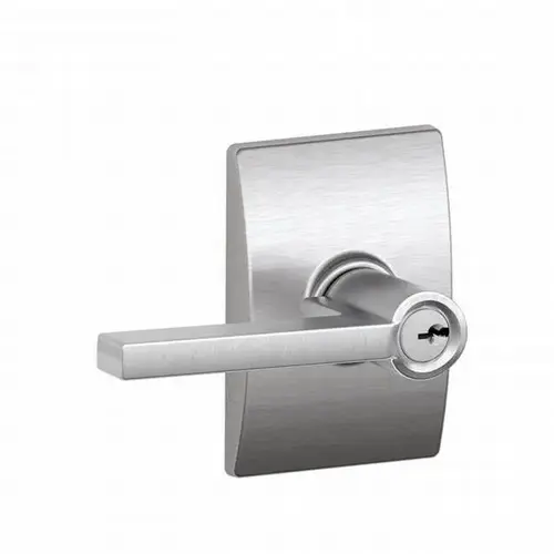 Latitude Lever with Century Rose Storeroom Lock C Keyway with 16211 Latch and 10063 Strike Satin Chrome Finish Latitude Lever with Century Rose Storeroom Lock C Keyway with 16211 Latch and 10063 Strike Satin Chrome Finish