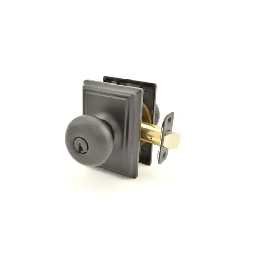 Plymouth Knob with Addison Rose Keyed Entry Lock C Keyway with 16211 Latch and 10063 Strike Matte Black Finish Plymouth Knob with Addison Rose Keyed Entry Lock C Keyway with 16211 Latch and 10063 Strike Matte Black Finish