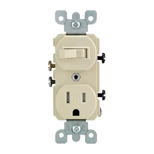 120-Volt 15 Amp 1-Pole Commercial Grade Tamper-Resistant Combo Duplex Receptacle/Toggle Switch, Ivory 120-Volt 15 Amp 1-Pole Commercial Grade Tamper-Resistant Combo Duplex Receptacle/Toggle Switch, Ivory