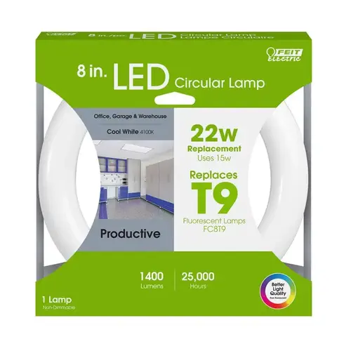 LED Bulb, Linear, T9 Lamp, 22 W Equivalent, G10Q Lamp Base, Frosted, Cool White Light - pack of 4