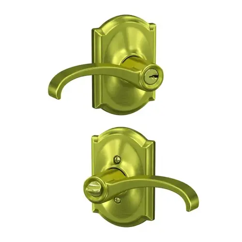 Whitney Lever with Camelot Rose Keyed Entry Lock C Keyway with 16086 Latch and 10027 Strike Satin Brass Finish Whitney Lever with Camelot Rose Keyed Entry Lock C Keyway with 16086 Latch and 10027 Strike Satin Brass Finish