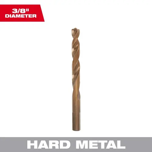 Jobber Drill Bit, 3/8 in Dia, 5-1/8 in OAL, Twist Flute, 3-Flute, 3/8 in Dia Shank Bright Jobber Drill Bit, 3/8 in Dia, 5-1/8 in OAL, Twist Flute, 3-Flute, 3/8 in Dia Shank Bright
