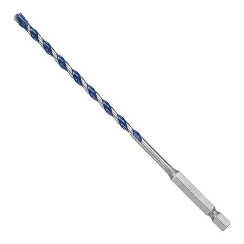 BlueGranite Turbo Hammer Drill Bit, 3/16 in Dia, 6 in OAL, Milled Flute, 2-Flute, 3/16 in Dia Shank Painted